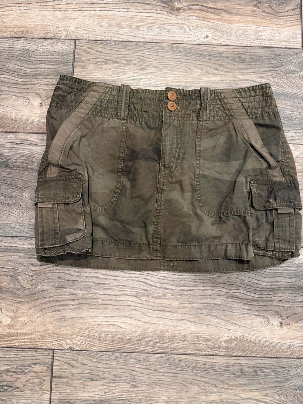 American Eagle Outfitters Olive Camo Cargo Mini Skirt